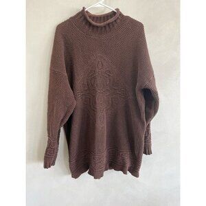 Vintage Hunt Club Chunky Knit Sweater Unisex Large Brown 3D Knit Made in USA